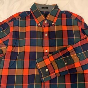 Orange green and blue plaid j. Crew men’s shirt slim fit